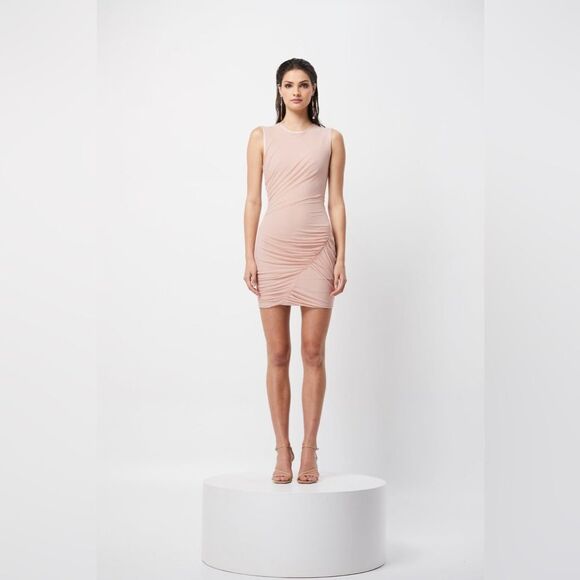 NWT ELLIATT X REVOLVE Harriet nude sleeveless ruched waist Mini Dress sz small - Picture 2 of 10